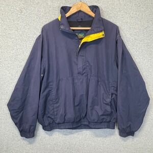 Vintage Golf Windbreaker Men Large Blue Jacket Quarter Zip Pullover Retro 90s